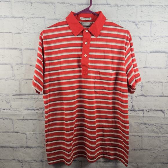 Dior Other - Vintage Christian Dior Polo Shirt Mens Large Red Striped 70s 80s